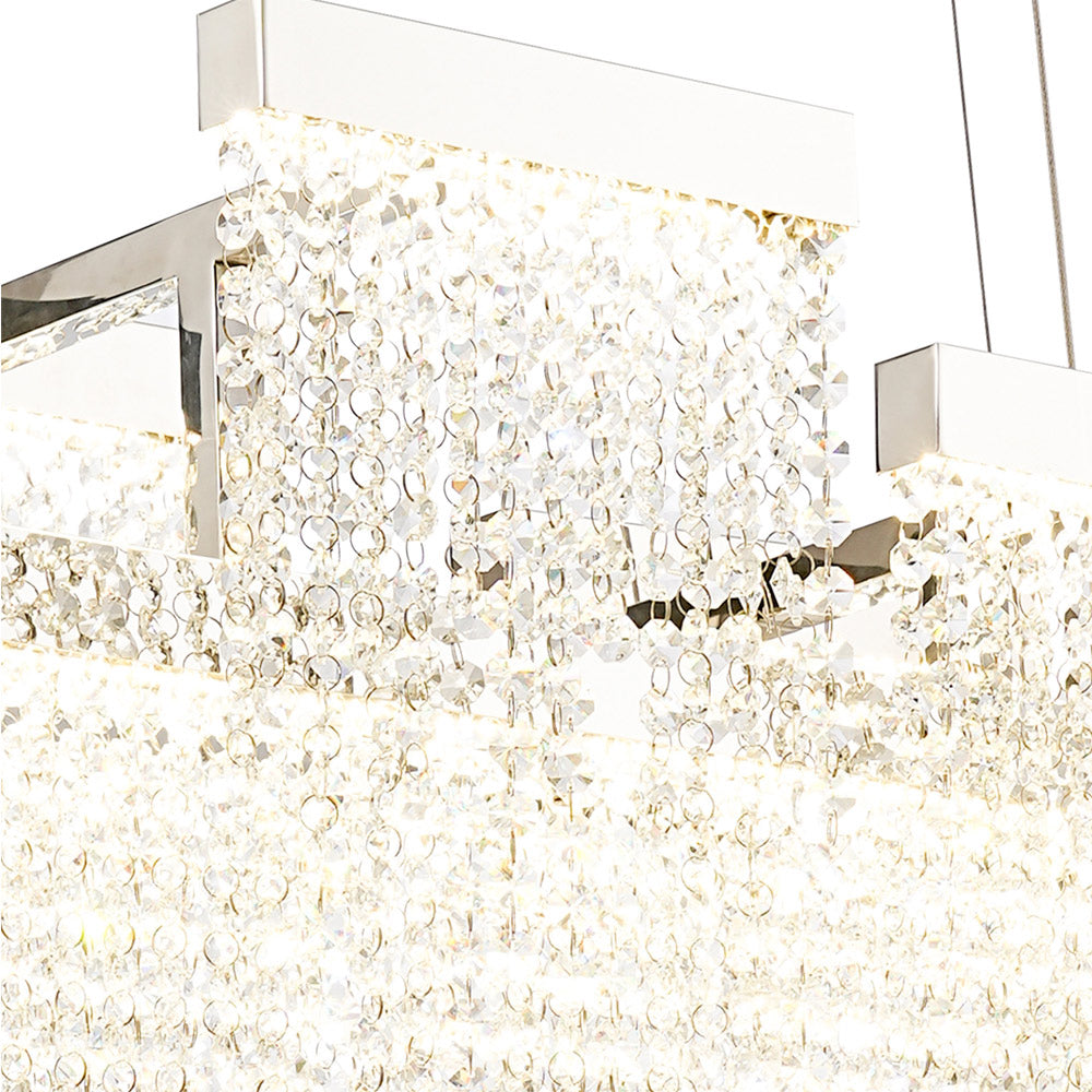 Diyas Bano 3 Light Linear Pendant Light in Polished Chrome with Crystal