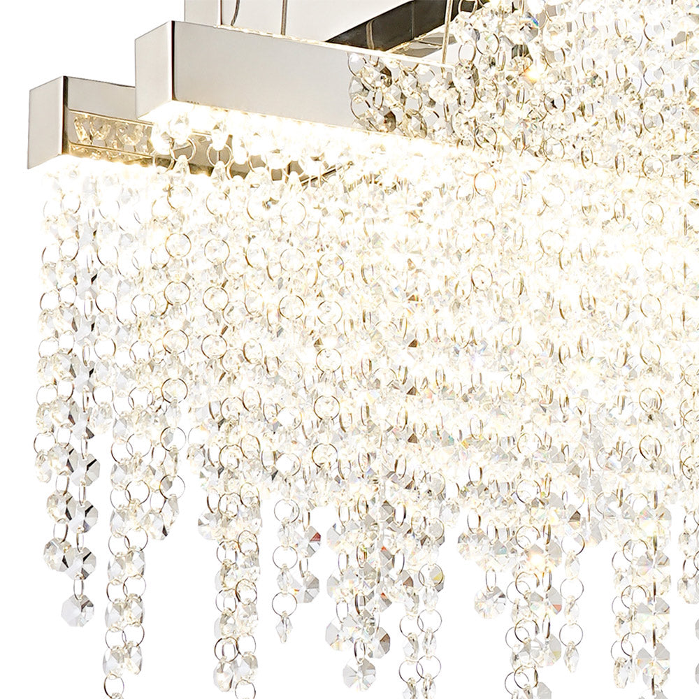 Diyas Bano 3 Light Linear Pendant Light in Polished Chrome with Crystal