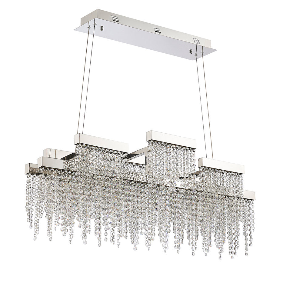 Diyas Bano 3 Light Linear Pendant Light in Polished Chrome with Crystal