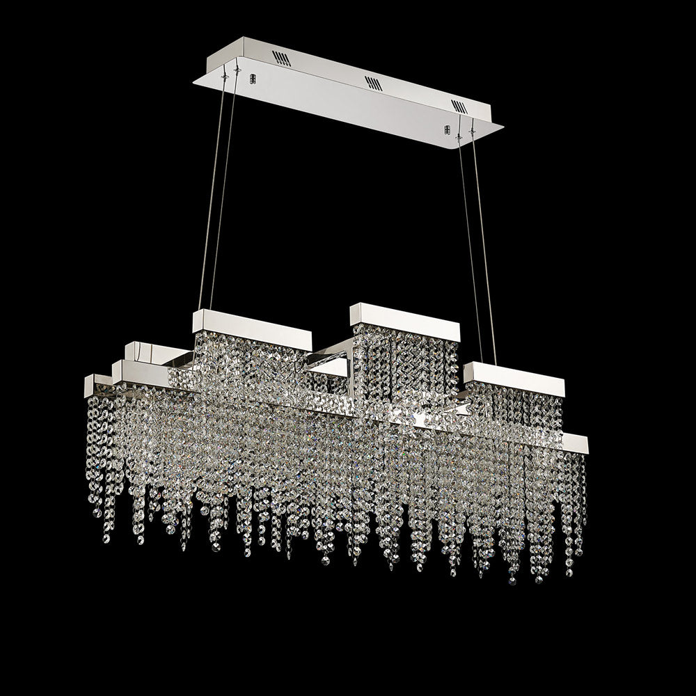 Diyas Bano 3 Light Linear Pendant Light in Polished Chrome with Crystal
