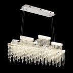Diyas Bano 3 Light Linear Pendant Light in Polished Chrome with Crystal