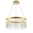 Diyas Bano Round Dimmable Pendant Light in French Gold with Crystal