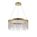 Diyas Bano Round Dimmable Pendant Light in French Gold with Crystal