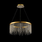 Diyas Bano Round Dimmable Pendant Light in French Gold with Crystal