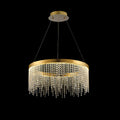 Diyas Bano Round Dimmable Pendant Light in French Gold with Crystal
