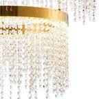 Diyas Bano 2 Light Round 2 Tier Pendant Light in French Gold with Crystal