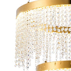 Diyas Bano 2 Light Round 2 Tier Pendant Light in French Gold with Crystal