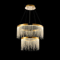 Diyas Bano 2 Light Round 2 Tier Pendant Light in French Gold with Crystal