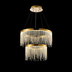 Diyas Bano 2 Light Round 2 Tier Pendant Light in French Gold with Crystal