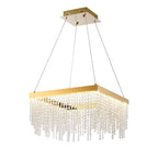 Diyas Bano Square Dimmable Pendant Light in French Gold with Crystal