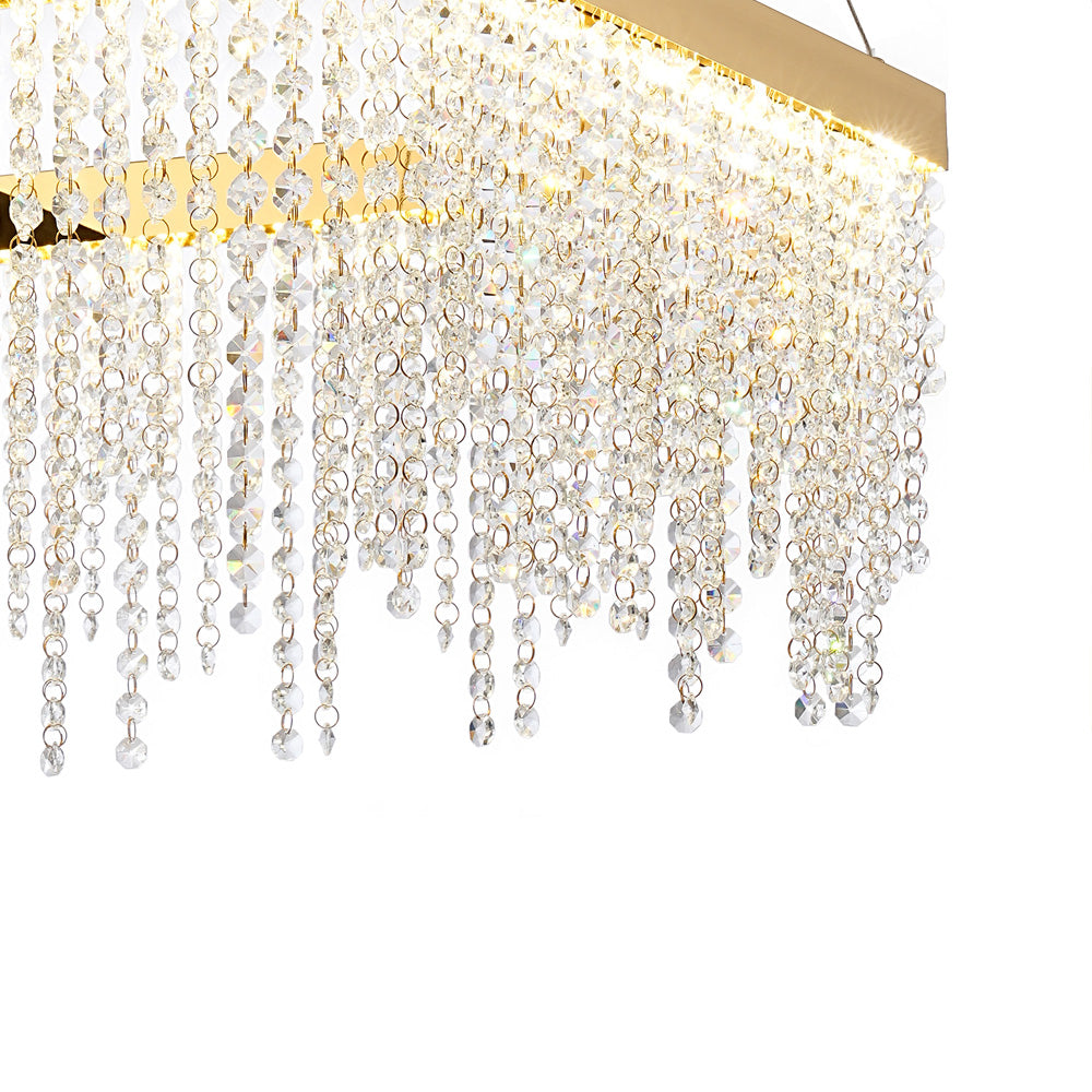 Diyas Bano Square Dimmable Pendant Light in French Gold with Crystal