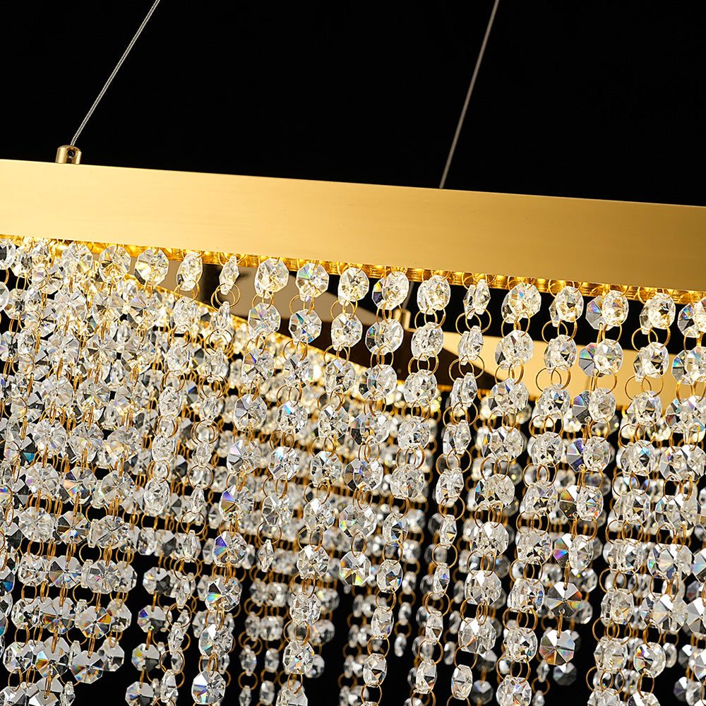 Diyas Bano Square Dimmable Pendant Light in French Gold with Crystal