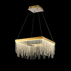 Diyas Bano Square Dimmable Pendant Light in French Gold with Crystal