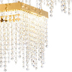 Diyas Bano 2 Light Square 2 Tier Pendant Light in French Gold with Crystal