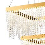 Diyas Bano 2 Light Square 2 Tier Pendant Light in French Gold with Crystal
