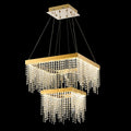 Diyas Bano 2 Light Square 2 Tier Pendant Light in French Gold with Crystal