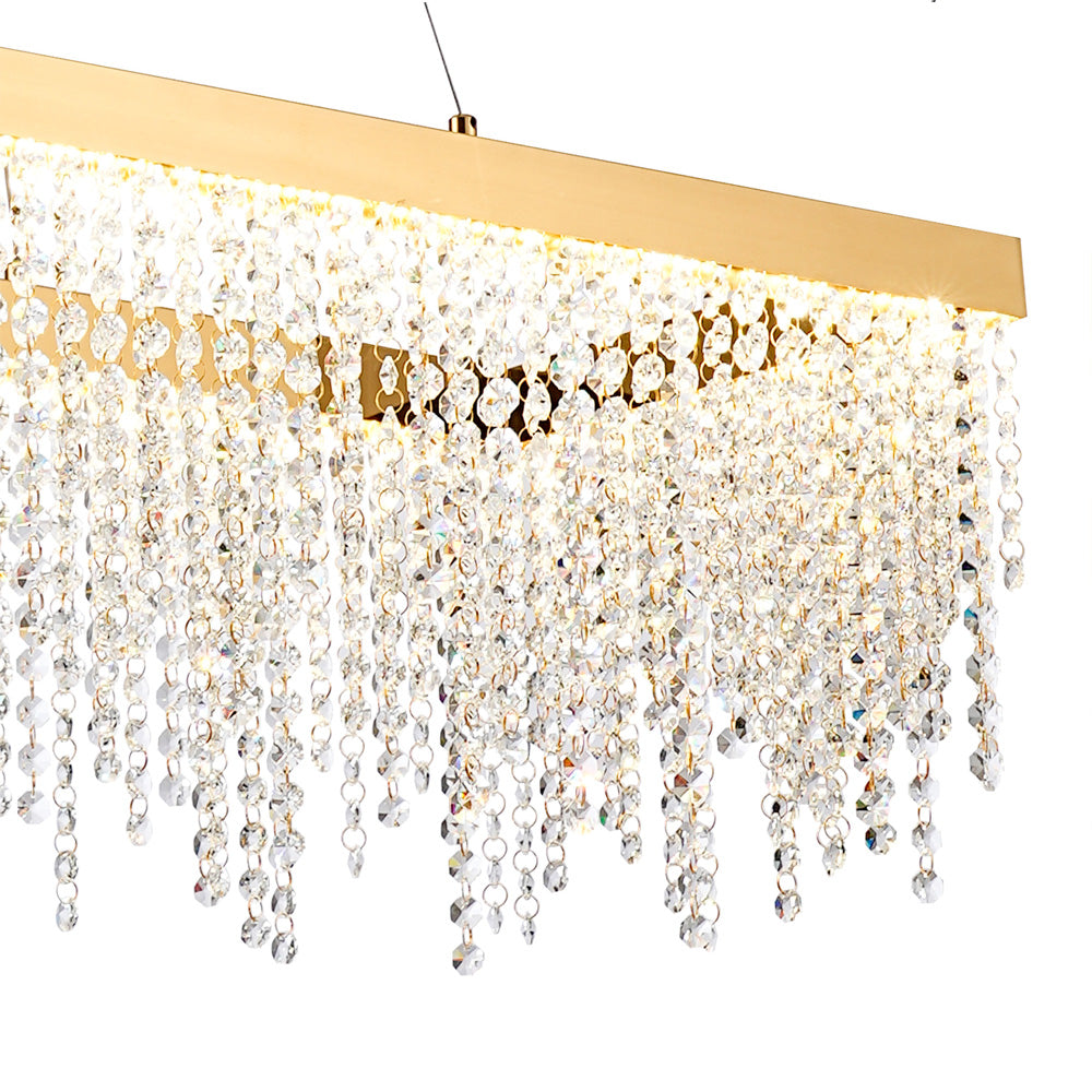 Diyas Bano Rectangular Pendant Light in French Gold with Crystal