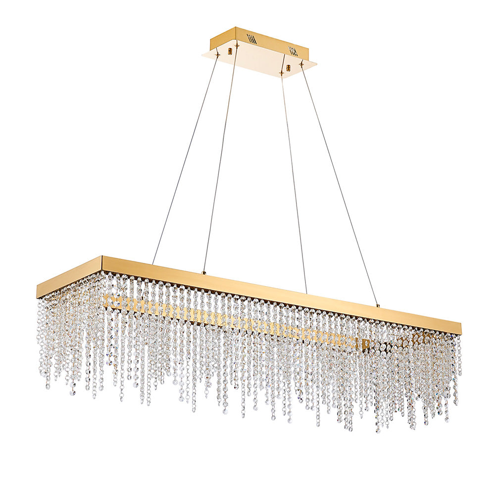 Diyas Bano Rectangular Pendant Light in French Gold with Crystal