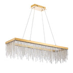 Diyas Bano Rectangular Pendant Light in French Gold with Crystal