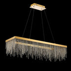 Diyas Bano Rectangular Pendant Light in French Gold with Crystal