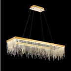 Diyas Bano Rectangular Pendant Light in French Gold with Crystal