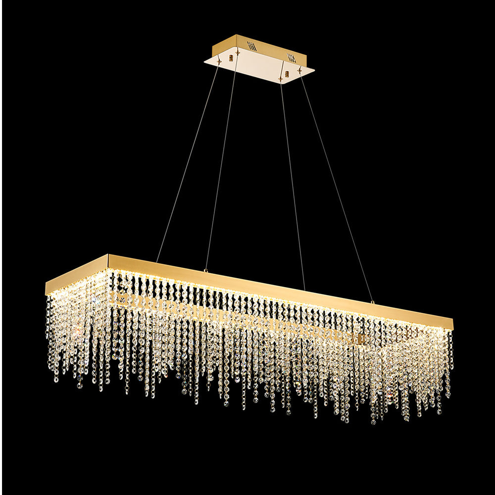 Diyas Bano Rectangular Pendant Light in French Gold with Crystal