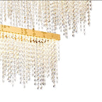 Diyas Bano 2 Light Rectangular 2 Tier Pendant Light in French Gold with Crystal