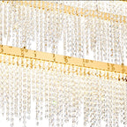 Diyas Bano 2 Light Rectangular 2 Tier Pendant Light in French Gold with Crystal
