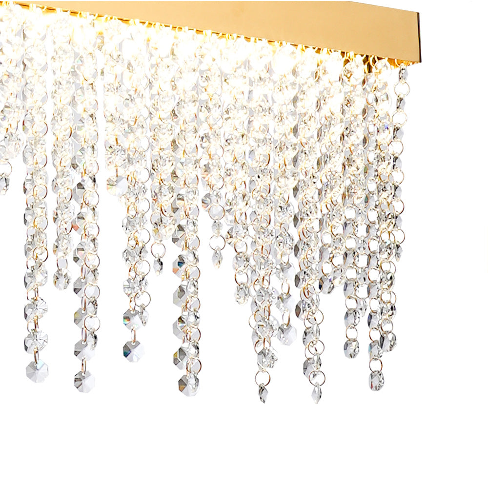 Diyas Bano Linear Pendant Light in French Gold with Crystal