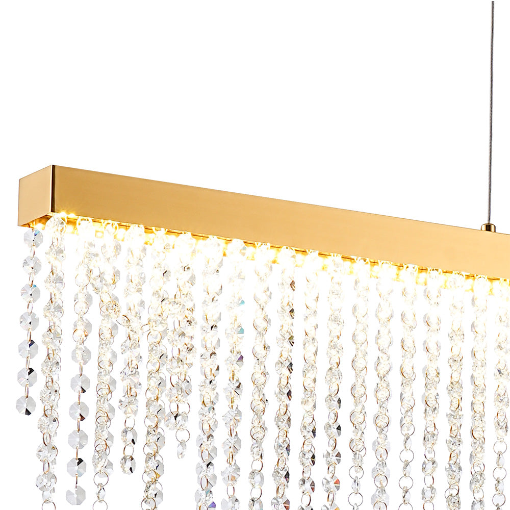 Diyas Bano Linear Pendant Light in French Gold with Crystal