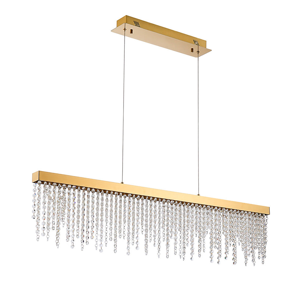 Diyas Bano Linear Pendant Light in French Gold with Crystal