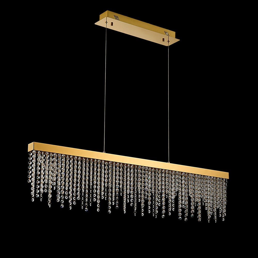 Diyas Bano Linear Pendant Light in French Gold with Crystal