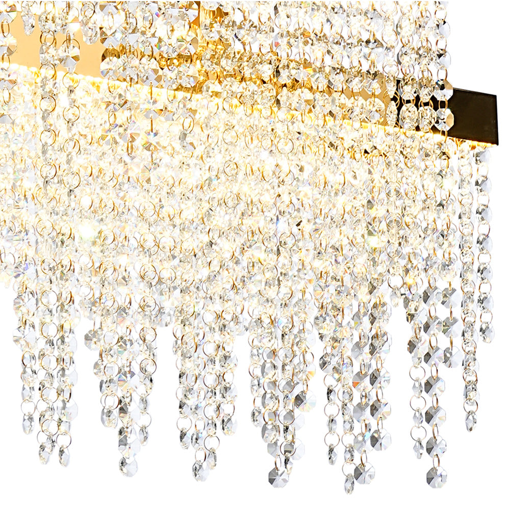 Diyas Bano 3 Light Linear Pendant Light in French Gold with Crystal