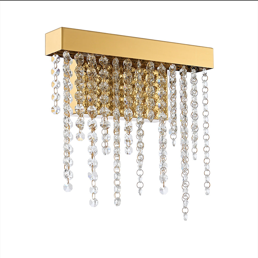 Diyas Bano Small Wall Light in French Gold with Crystal