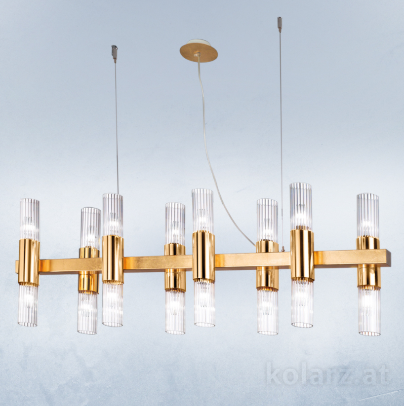 Kolarz Giro 16 Light Linear Bar Pendant Gold Leaf 6010.81631