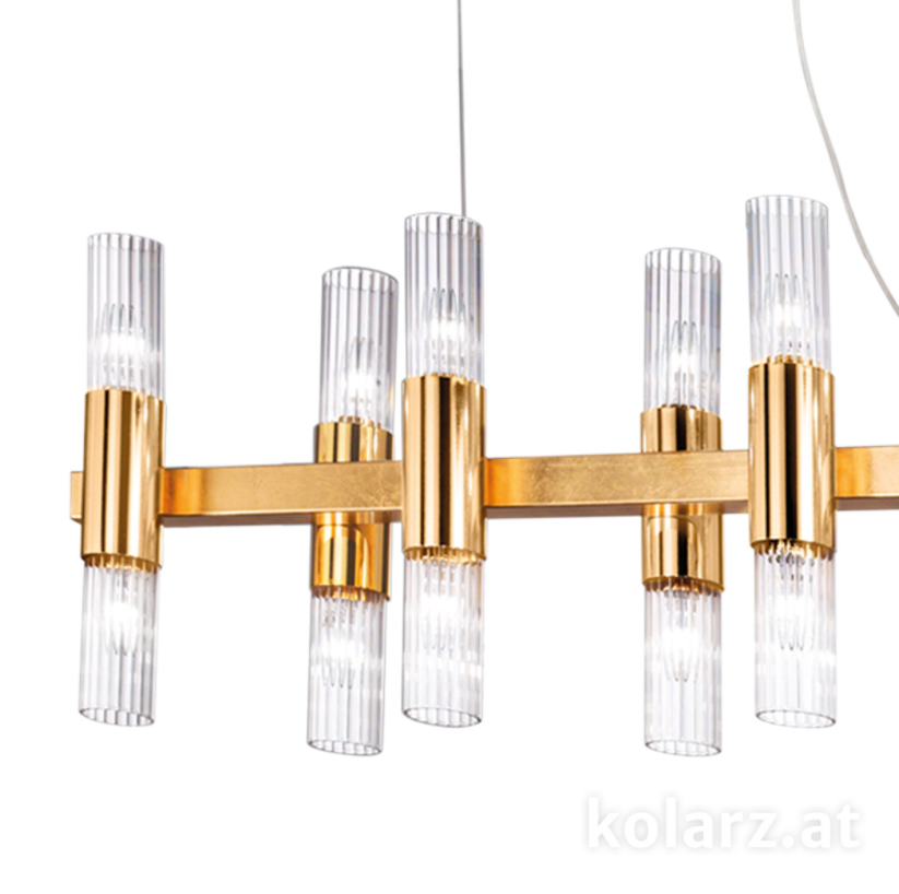 Kolarz Giro 16 Light Linear Bar Pendant Gold Leaf 6010.81631