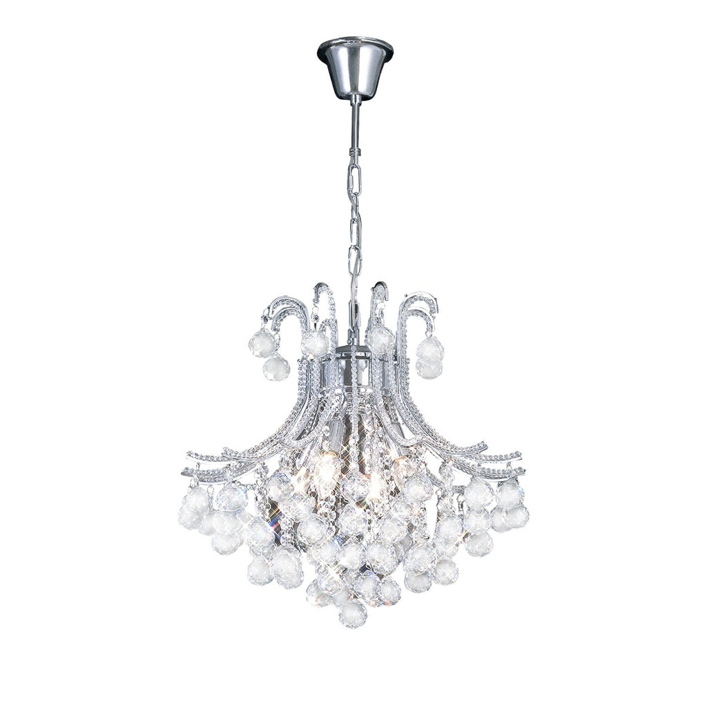 Diyas Bask 4 Light Round Pendant Light in Polished Chrome with Crystal