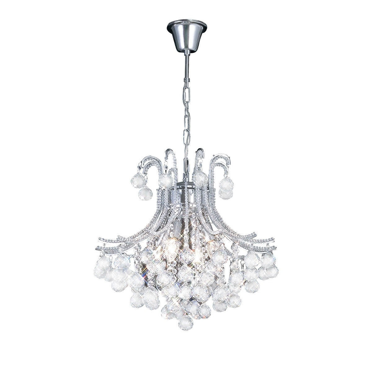 Diyas Bask 4 Light Round Pendant Light in Polished Chrome with Crystal
