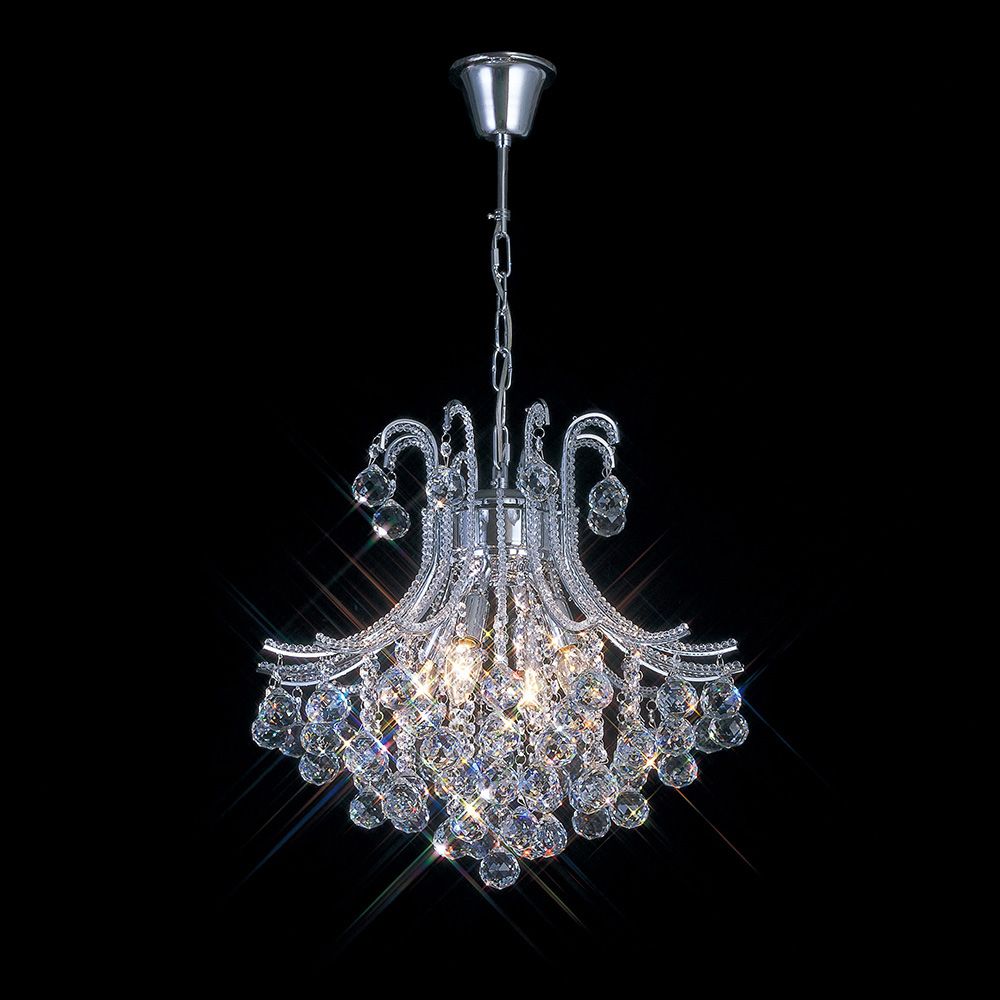 Diyas Bask 4 Light Round Pendant Light in Polished Chrome with Crystal