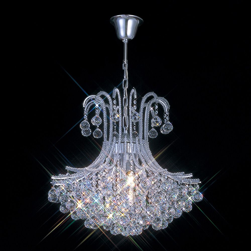 Diyas Bask 6 Light Round Pendant Light in Polished Chrome with Crystal