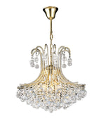 Diyas Bask 6 Light Round Pendant Light in French Gold with Crystal
