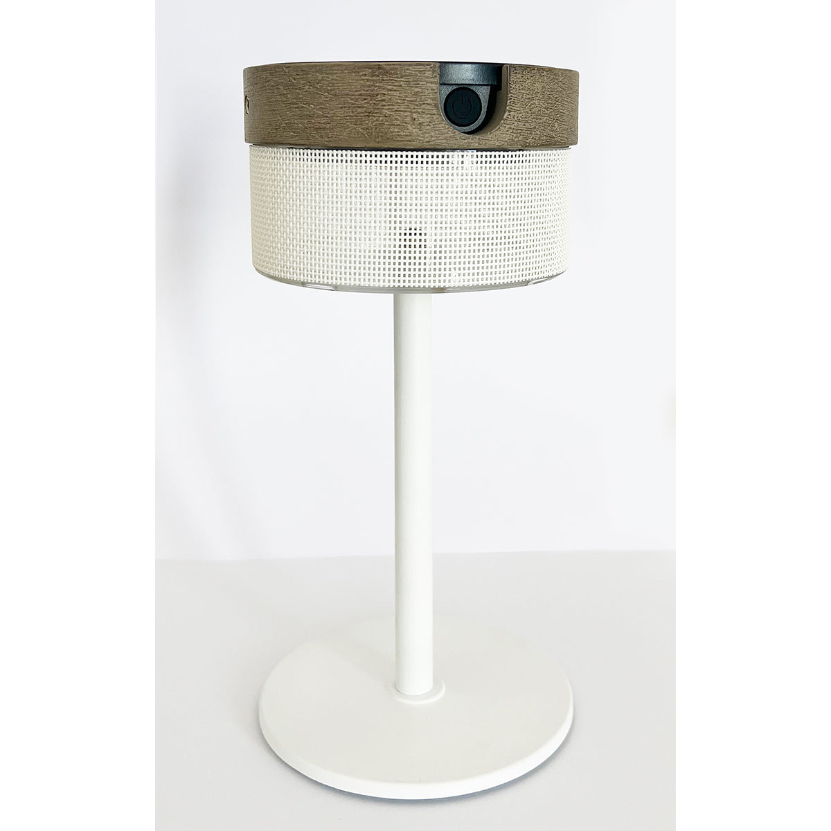 Bateak 200lm Solar Table Lamp 30 cm - Teak Duratek, White Aluminium with White Woven Sling