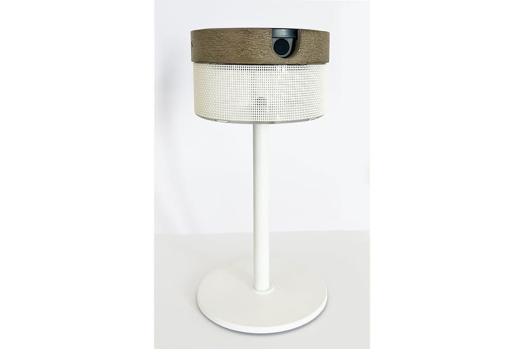 Bateak 200lm Solar Table Lamp 30 cm - Teak Duratek, White Aluminium with White Woven Sling