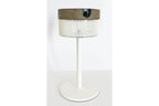 Bateak 200lm Solar Table Lamp 30 cm - Teak Duratek, White Aluminium with White Woven Sling