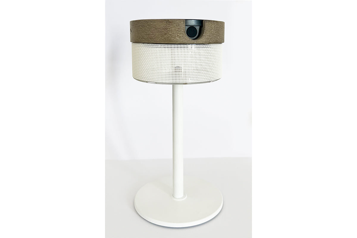 Bateak 200lm Solar Table Lamp 30 cm - Teak Duratek, White Aluminium with White Woven Sling