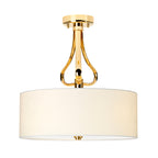 Elstead Falmouth 3 Light Semi Flush Ceiling Light in French Gold