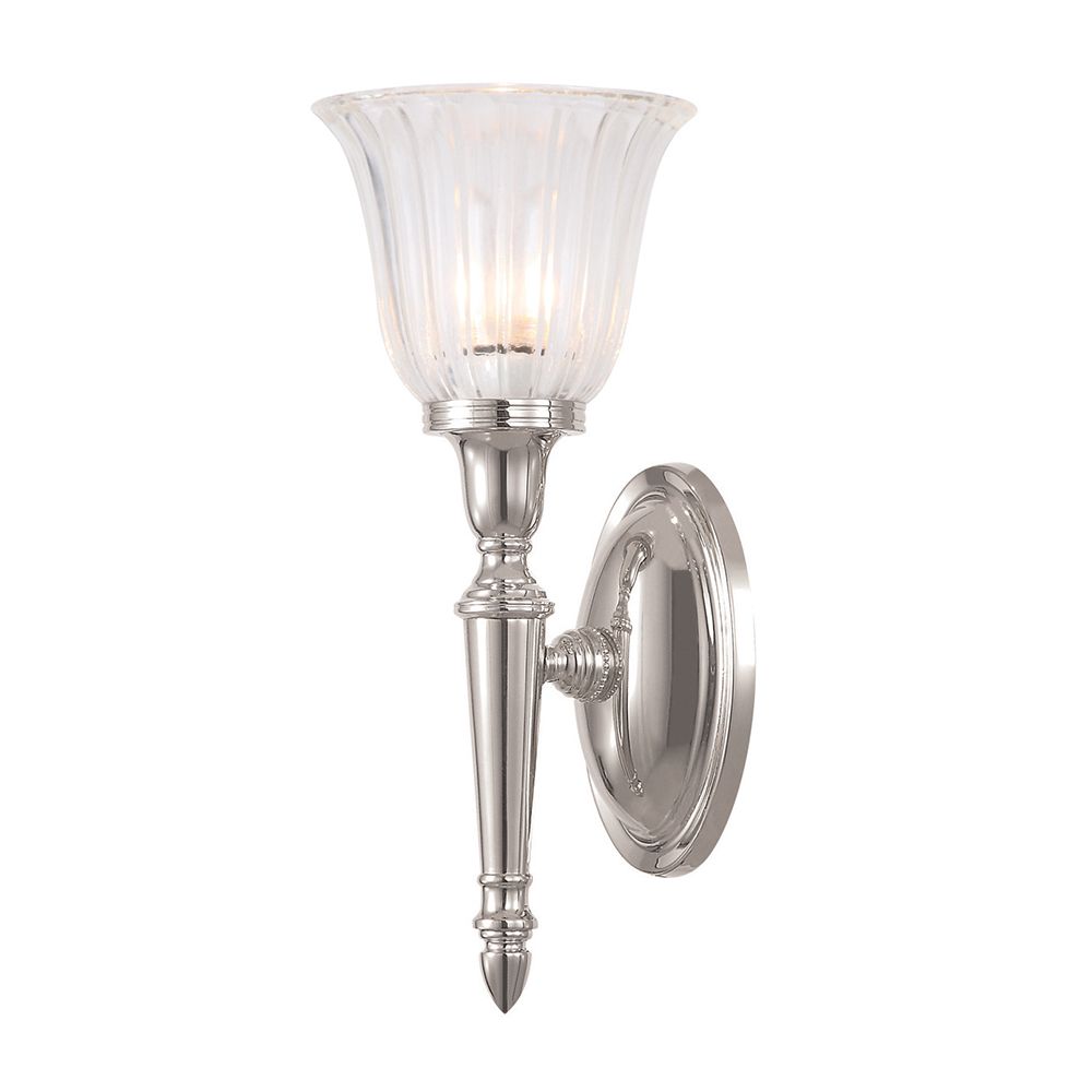 Elstead Dryden Bathroom Wall Light in Polished Nickel with Bell Shade
