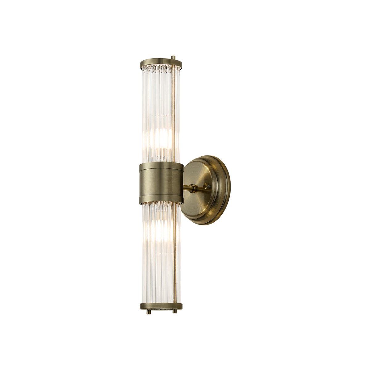 Regent Beaulon 2 Light Up & Down IP44 Wall Light - Antique Brass