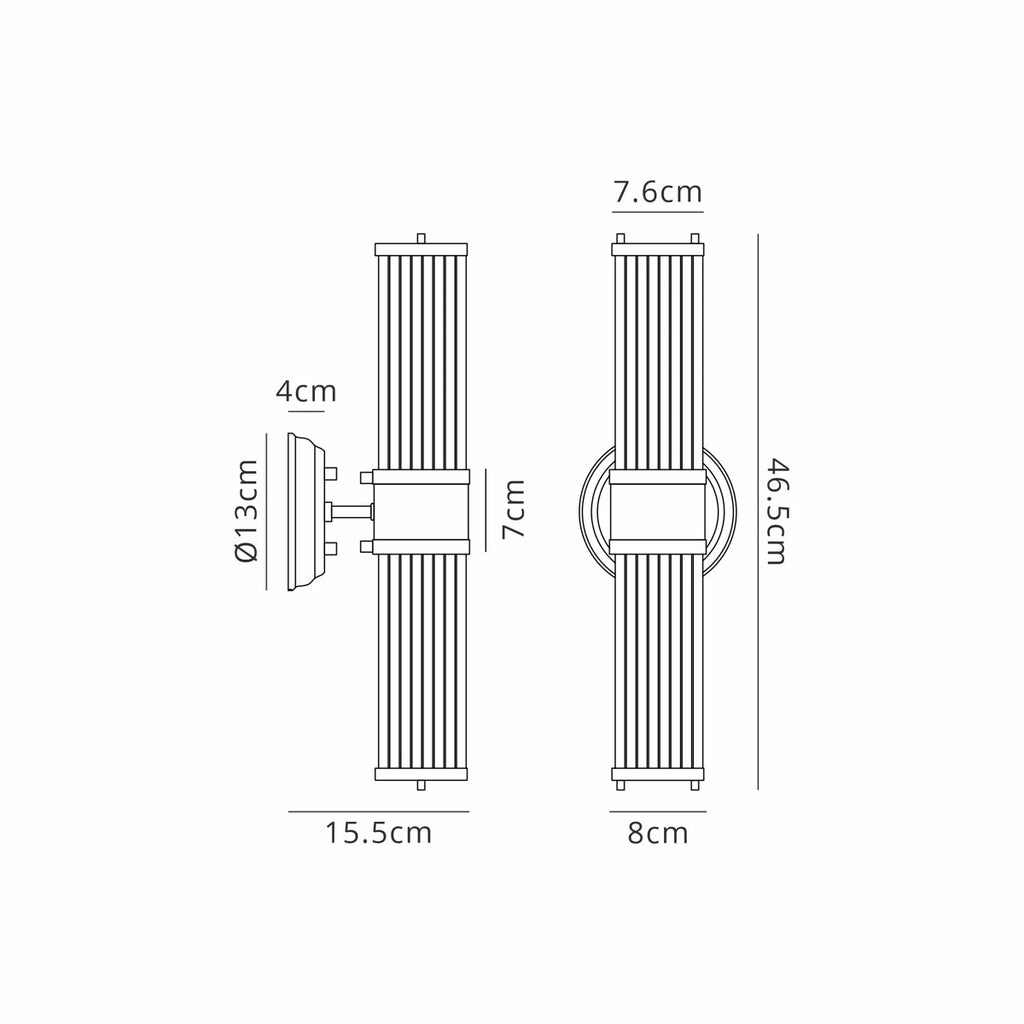 Regent Beaulon 2 Light Up & Down IP44 Wall Light - dimensions