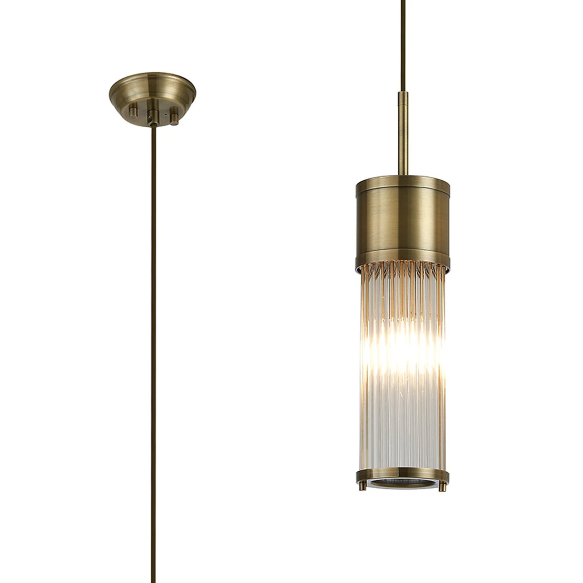 Regent Beaulon 1 Light IP44 Single Pendant Light - Antique Brass